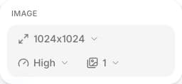 Example image settings for size, quality, and output count